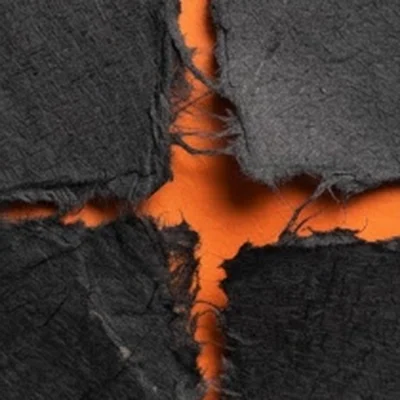 Orange cross through torn felt gemini